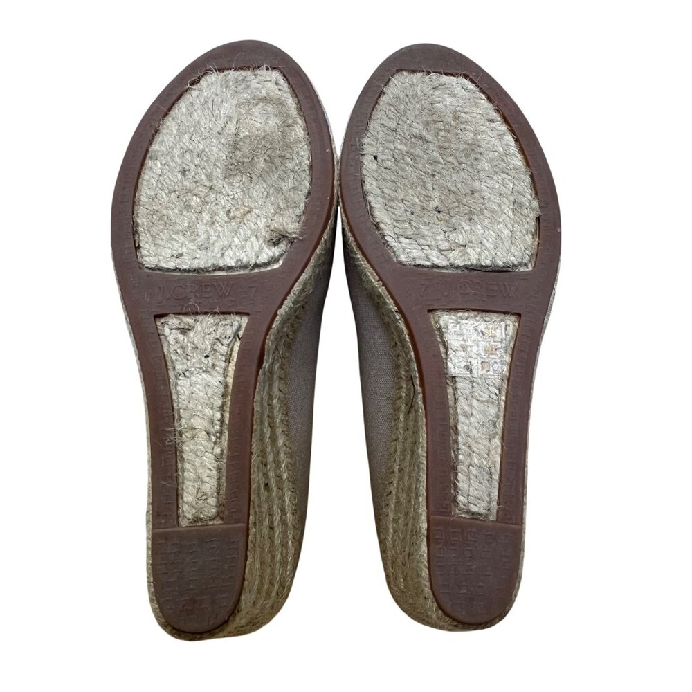 J Crew Women’s Grey Flax Canvas Espadrille Wedge Shoes Size 7 - Picture 8 of 10